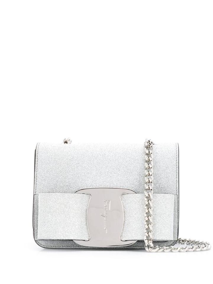Salvatore Ferragamo Micro Bianca Crossbody Bag - Silver