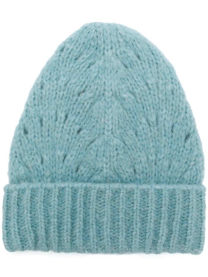 Roberto Collina Ribbed Hem Beanie - Blue