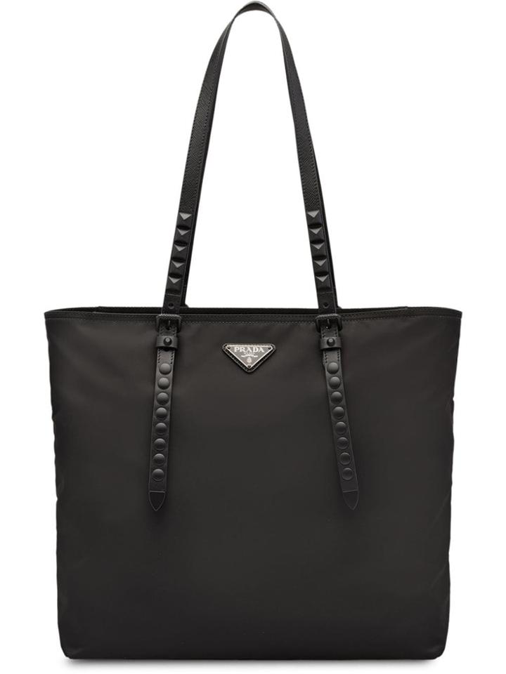 Prada Stud Embellished Tote Bag - Black