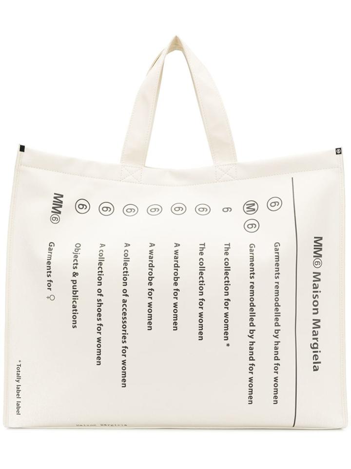 Mm6 Maison Margiela Totally Label Label Large Shopper Tote - White