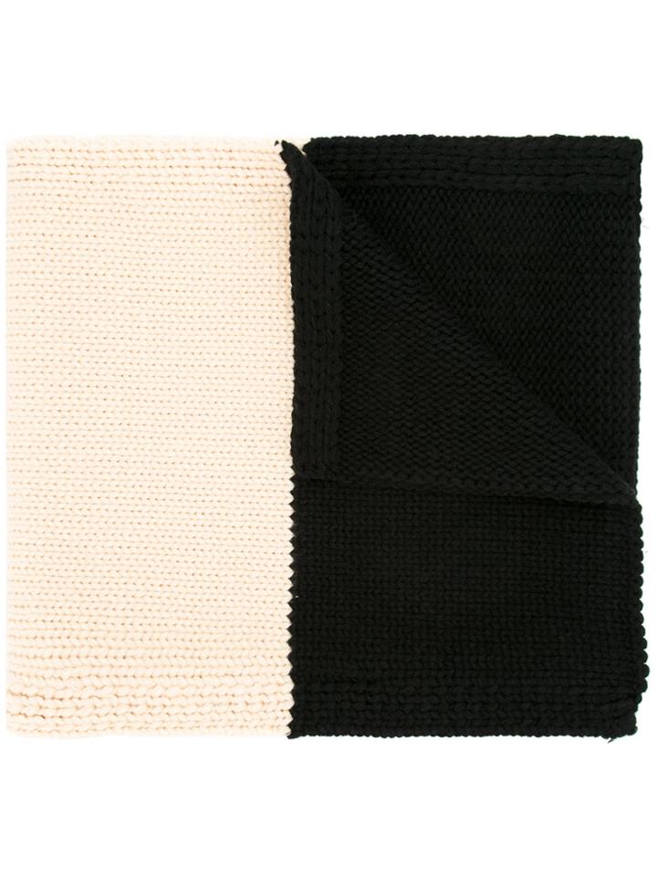 Han Ahn Soon Striped Knitted Scarf - Black