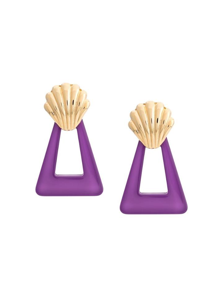 Rixo Triangle Shell Earrings - Purple
