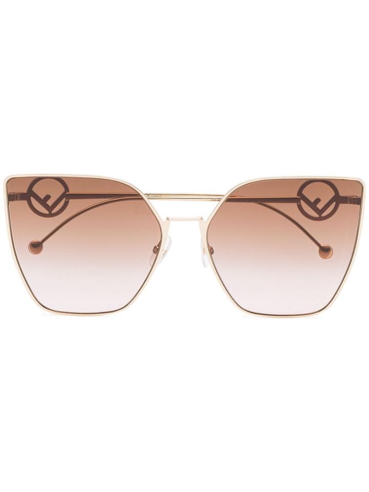 Fendi Eyewear Oversized Square Logo Arm Sunglasses - Pink
