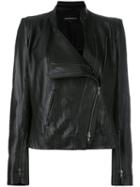 Ann Demeulemeester Zig Zag Detail Biker Jacket, Women's, Size: 38, Black, Leather