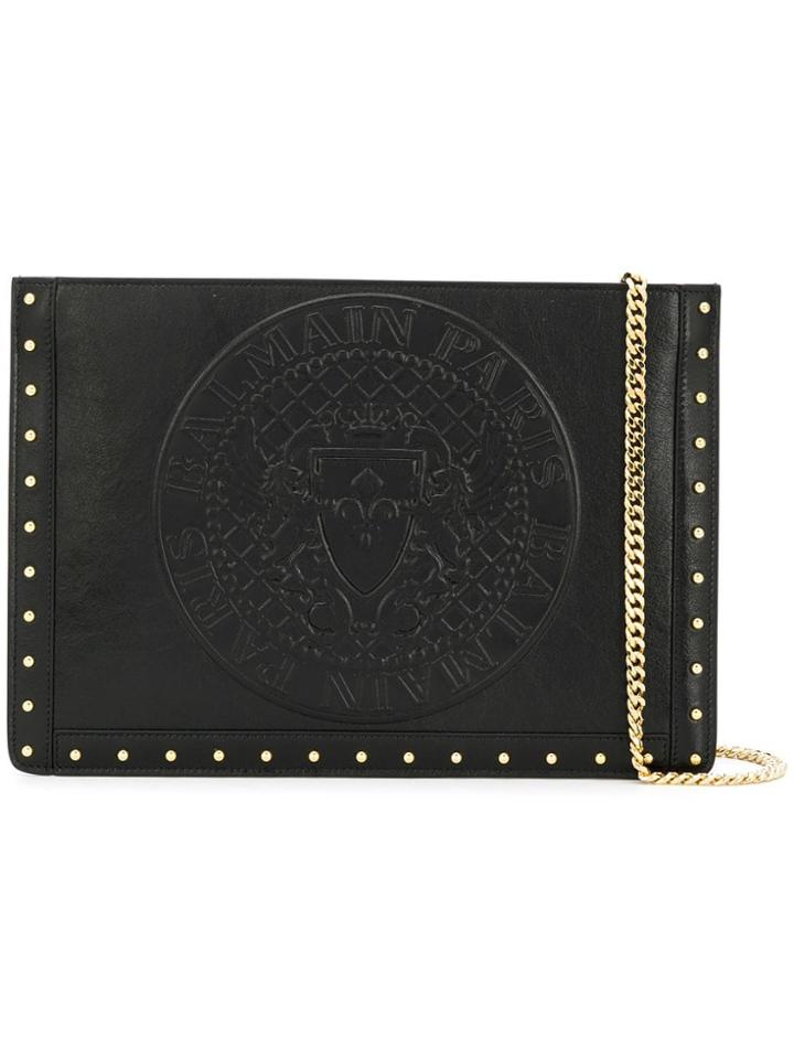 Balmain Mini Domaine Clutch Bag - Black