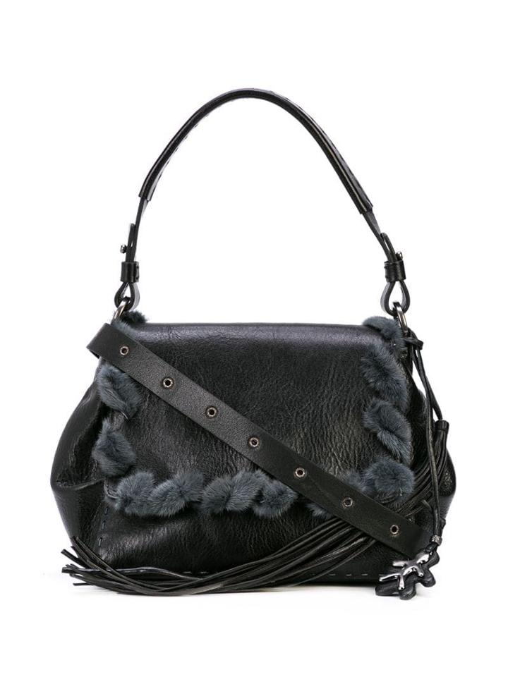 Henry Beguelin Fur-trimmed Crossbody Bag - Black