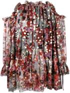 Alexander Mcqueen Sheer Floral Feather Mini Dress - Black