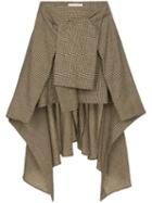 Chloé Asymmetric Tie-waist Check Skirt - Brown