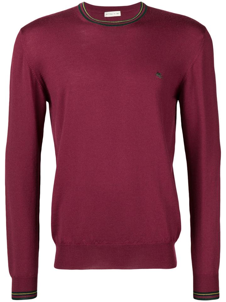 Etro Slim Fit Crew Neck Sweater - Red