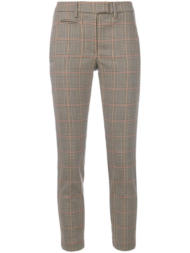 Dondup Houndstooth Plaid Print Cropped Trousers - Nude & Neutrals
