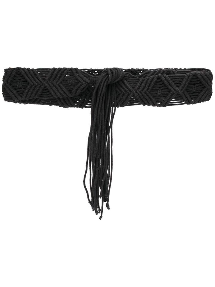 Max Mara Studio Woven Self-tie Belt - Black