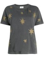 Saint Laurent Distressed Star Print T-shirt - Grey