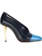 Lanvin Bicolour Stiletto Pumps, Women's, Size: 38.5, Blue, Leather/calf Leather