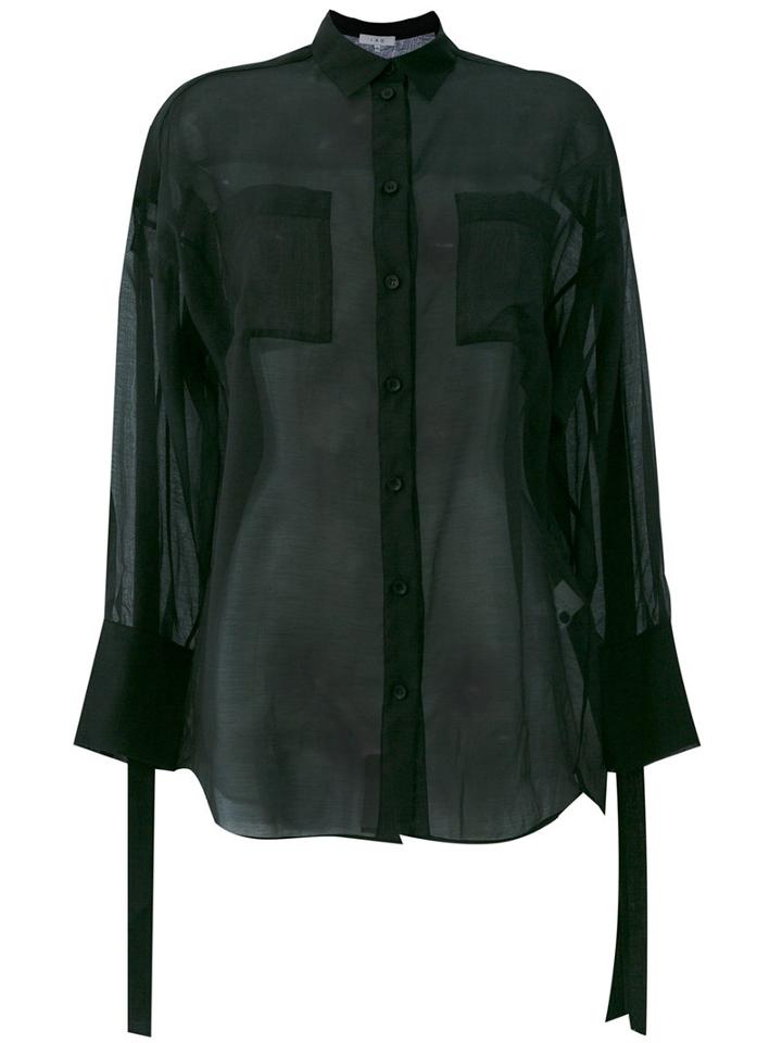 Iro - Sheer Strap Detail Shirt - Women - Silk/cotton/spandex/elastane/cashmere - 36, Black, Silk/cotton/spandex/elastane/cashmere