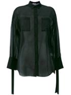Iro - Sheer Strap Detail Shirt - Women - Silk/cotton/spandex/elastane/cashmere - 36, Black, Silk/cotton/spandex/elastane/cashmere