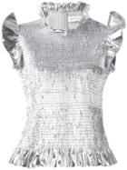 Marques'almeida - Ruffled Metallic (grey) Blouse - Women - Polyester - S, Polyester
