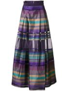 Alberta Ferretti - Flared Striped Skirt - Women - Silk - 42, Pink/purple, Silk