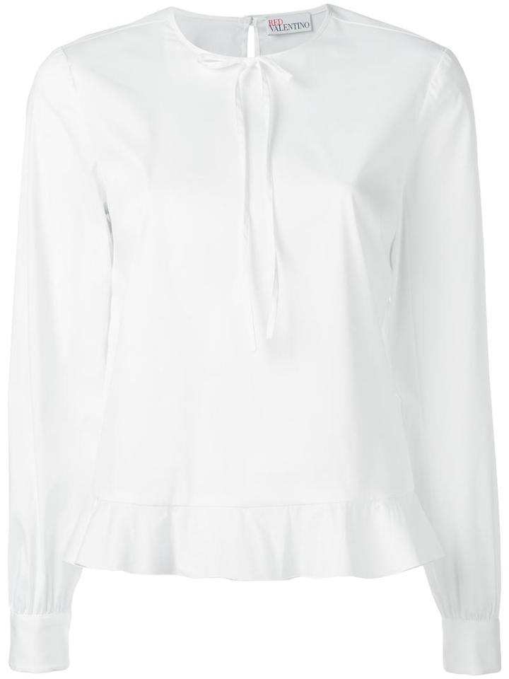 Red Valentino Ruffled Hem Blouse, Women's, Size: 40, White, Cotton/polyamide/spandex/elastane
