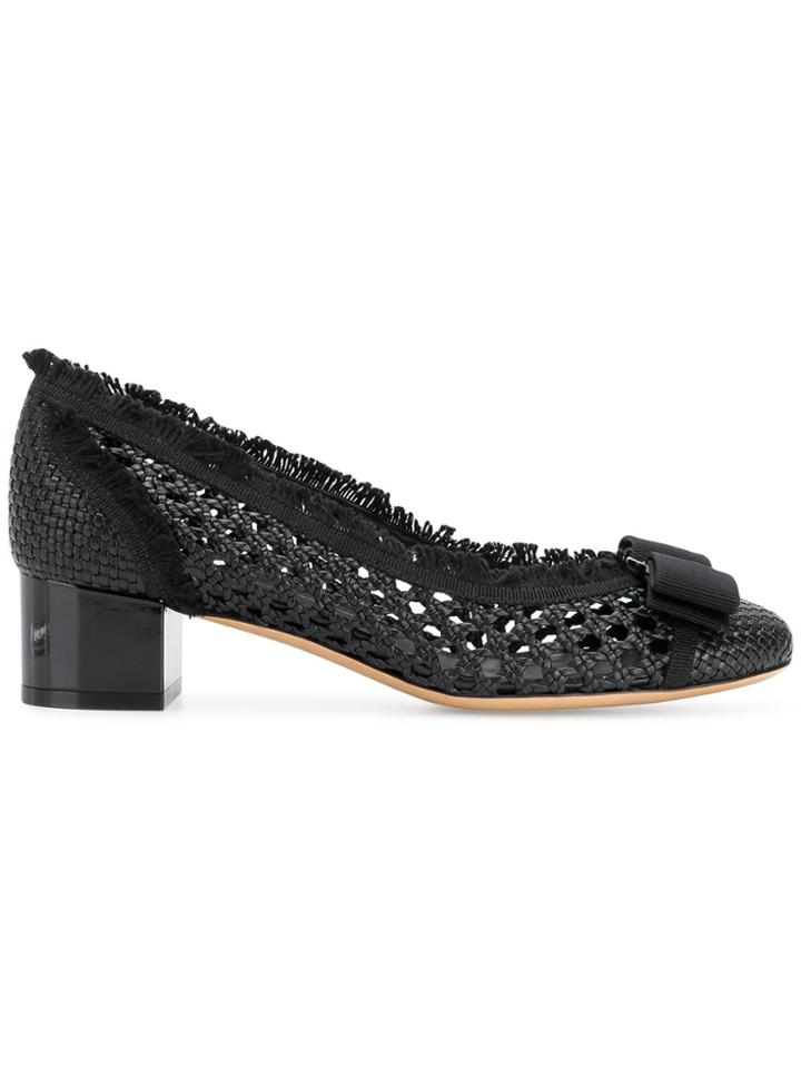 Salvatore Ferragamo Woven Bow Pumps - Black