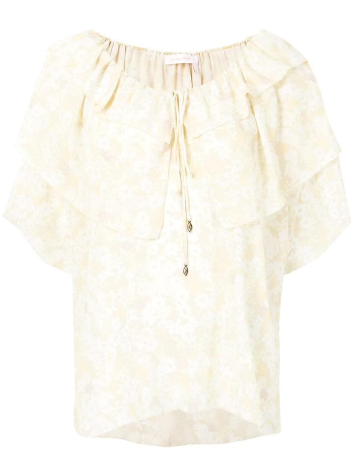 See By Chloé Printed Ruffle Blouse - Neutrals