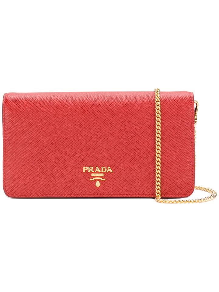 Prada Classic Logo Shoulder Bag - Red