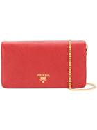 Prada Classic Logo Shoulder Bag - Red