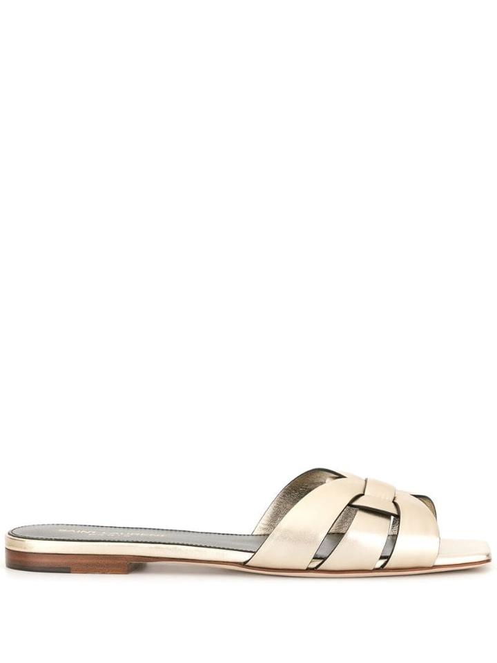 Saint Laurent Nu Pieds Slides - Gold