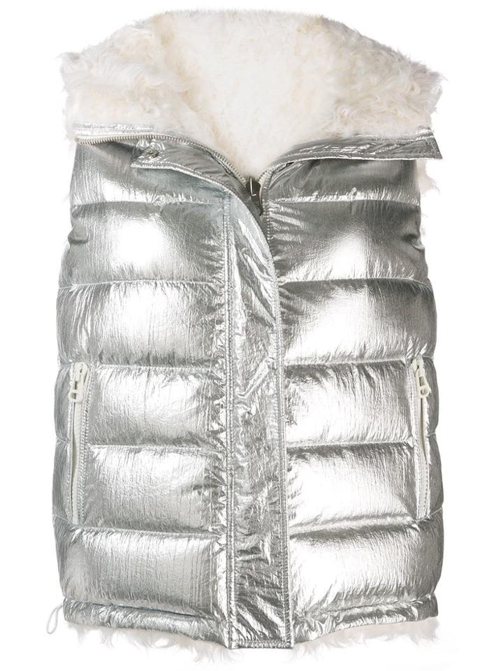 Yves Salomon Reversible Metallic Gilet - Silver