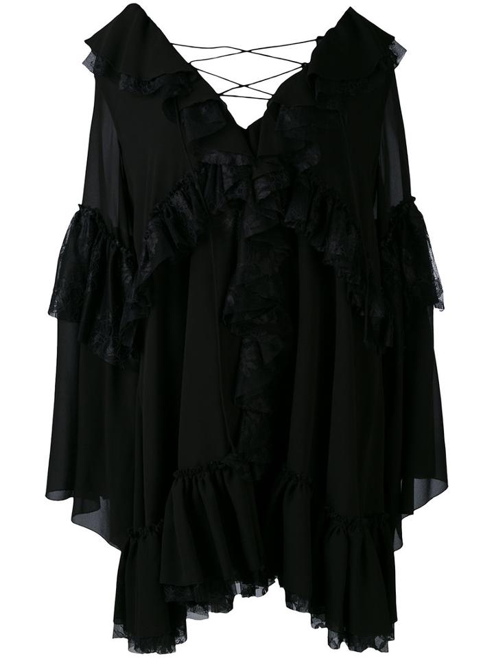 Redemption - Frill Detail Dress - Women - Silk/polyamide - 38, Black, Silk/polyamide