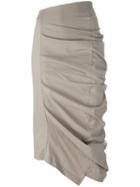 Rundholz Asymmetric Ruched Midi Skirt, Women's, Size: Xs, Green, Cotton/linen/flax/polyamide