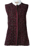 No21 Sleeveless Ruffled Shirt, Women's, Size: 46, Red, Cotton/silk