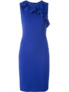 Boutique Moschino Ruffle Detail Dress, Women's, Size: 40, Blue, Acetate/polyester/triacetate