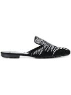 Kenzo Tiger Embroidered Mules - Black