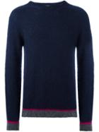 Roberto Collina Crew Neck Sweater, Men's, Size: 48, Blue, Mohair/nylon/wool