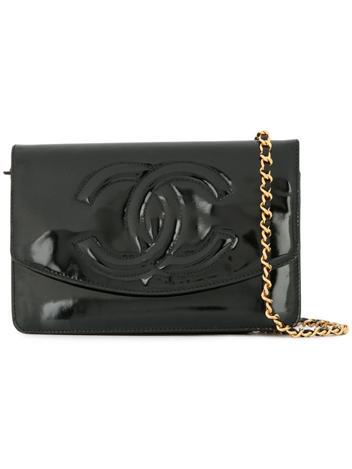 Chanel Vintage Cc Chain Wallet - Black