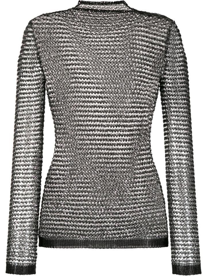 Balmain Sequin Embroidered Top - Black