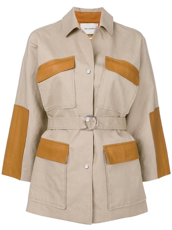 Yves Salomon Belted Jacket - Brown
