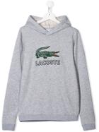 Lacoste Kids Logo Print Hoodie - Grey