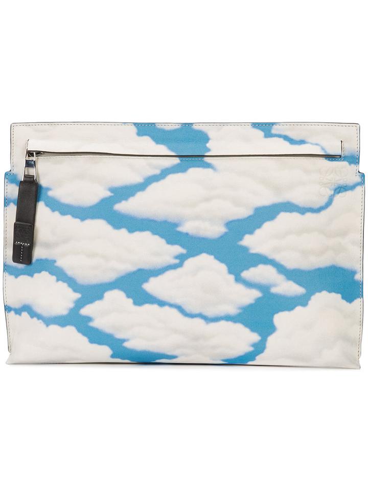 Loewe - Cloud Print Clutch - Women - Leather - One Size, Blue, Leather