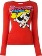 Moschino 'powerpuff Girls' Bubbles Intarsia Jumper, Women's, Size: 42, Red, Cotton