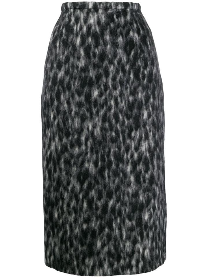 Rochas Animal Print Skirt - Black