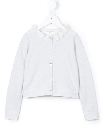 Charabia Embellished Collar Cardigan, Girl's, Size: 6 Yrs, Grey