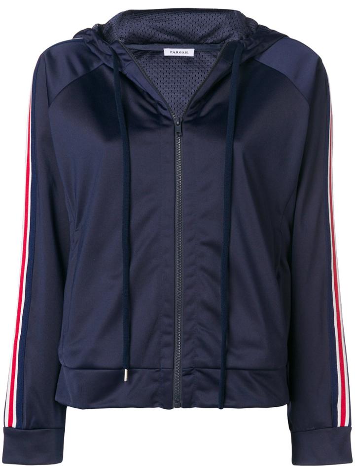 P.a.r.o.s.h. Back Print Zipped Hoodie - Blue