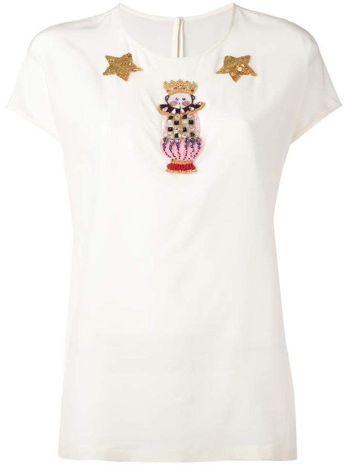 Dolce & Gabbana Wonderland Top, Women's, Size: 42, Nude/neutrals, Silk/polyester/resin/viscose