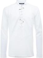 Balmain Drawstring Neck Shirt, Men's, Size: 40, White, Cotton