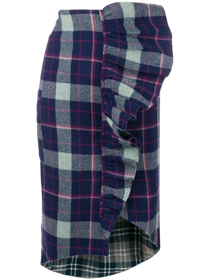 Natasha Zinko Ruffled Plaid Skirt - Blue