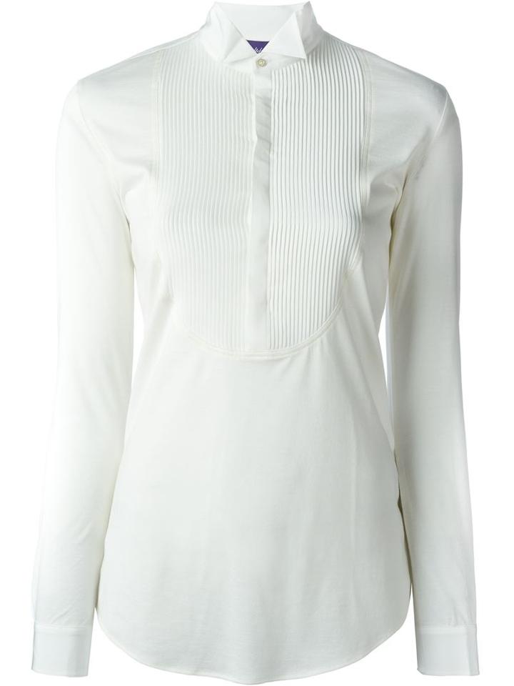 Ralph Lauren Purple Pleated Bib Blouse