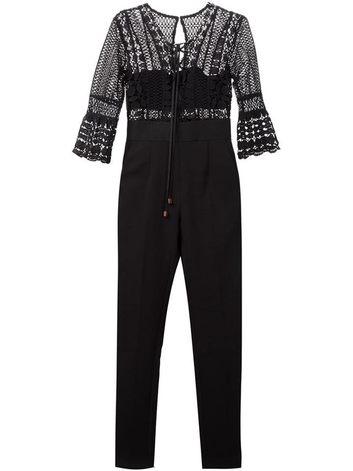 Self-portrait Embroidered Lace Bodice Jumpsuit