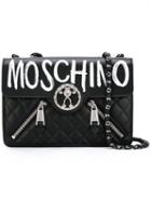 Moschino Graffiti Logo Shoulder Bag, Women's, Black, Leather