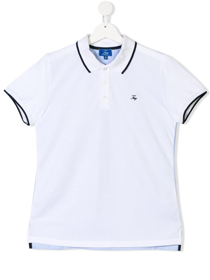 Fay Kids Teen Contrast Back Polo Shirt - White